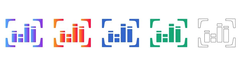 Data Chart Focus Frame Icon Set Stock Illustration