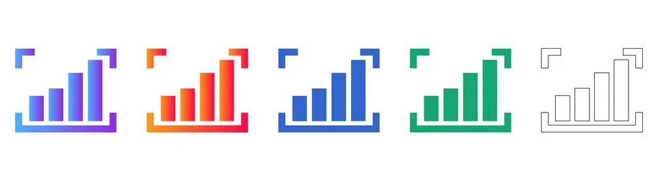 Data Chart Focus Selection Icons Illustrazione stock