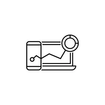 Data, chart, laptop, smartphone icon. Element of technological data icon for Stock Illustration