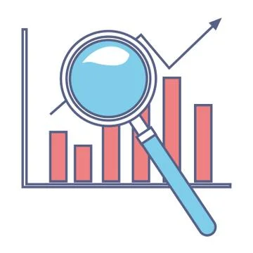 Data chart with magnifying glass Stock Illustration