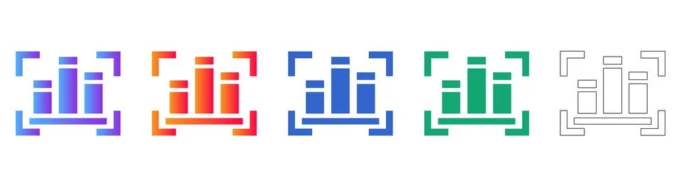 Data Chart Selection Icon Set Illustrazione stock