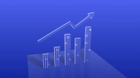 Data chart symbol with profit arrow. 3d icon. Stock Footage 169342250