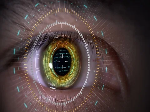 Data Circle Hazel Eye Close Up Science Concept Stock Footage 77845436
