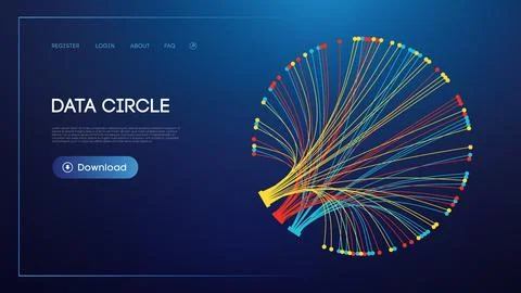 Data circle line flow and future technology. Data stream cloud network. Stock Illustration