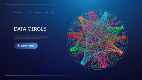 Data circle line flow and future technology. Data stream cloud network. Stock Illustration