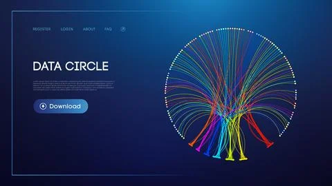 Data circle line flow and future technology. Data stream cloud network. Stock Illustration