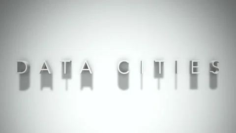 Data Cities 3D title animation with shadows on a white background Stock Footage 296617744