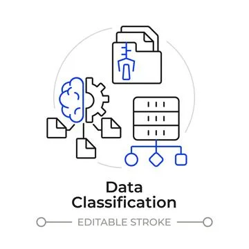 Data classification duotone line art concept icon Stock Illustration