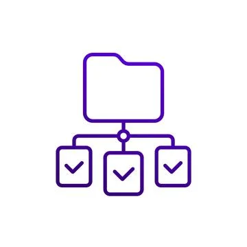 Data classification line icon on white Illustrazione stock