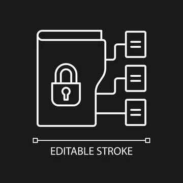 Data classification white linear icon for dark theme Illustrazione stock