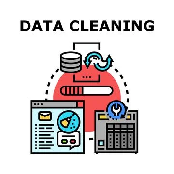 Data cleaning and optimization process visualization Stock-Illustration
