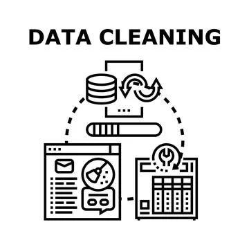 Data cleaning and optimization process visualization Stock-Illustration