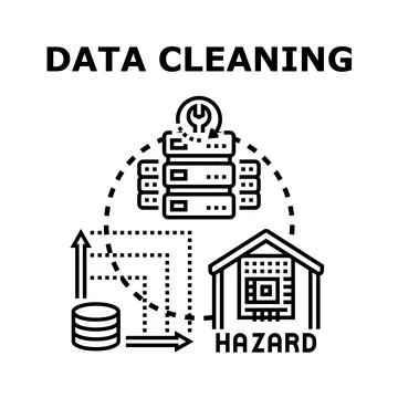 Data cleaning and processing minimizing digital hazard Stock Illustration