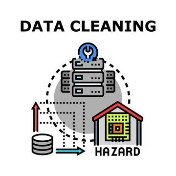 Data cleaning and processing minimizing digital hazard Stock Illustration