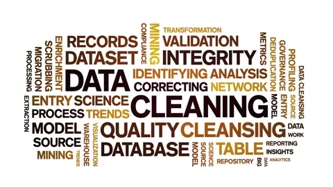 Data Cleaning animated word cloud,animation kinetic typography seamless loop. Stock Footage 308350299