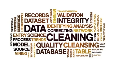 Data Cleaning animated word cloud,animation kinetic typography seamless loop. Stock Footage 308350309