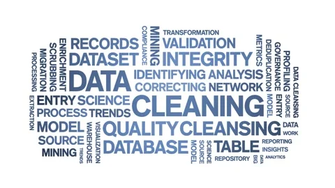 Data Cleaning animated word cloud,animation kinetic typography seamless loop. Stock Footage 308350365