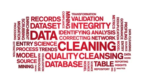 Data Cleaning animated word cloud,animation kinetic typography seamless loop. Stock Footage 308350398
