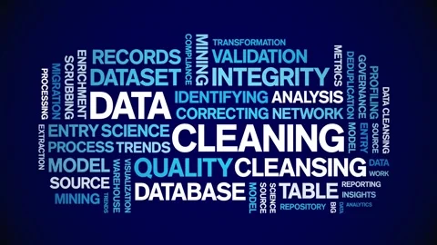 Data Cleaning animated word cloud,animation kinetic typography seamless loop. Stock Footage 308350617