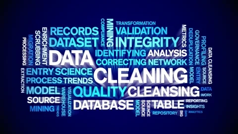 Data Cleaning animated word cloud,animation kinetic typography seamless loop. Stock Footage 308350690