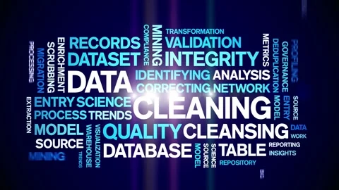 Data Cleaning animated word cloud,animation kinetic typography seamless loop. Stock Footage 308350743