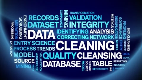 Data Cleaning animated word cloud,animation kinetic typography seamless loop. Stock Footage 308350867
