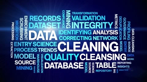 Data Cleaning animated word cloud,animation kinetic typography seamless loop. Stock Footage 308350964