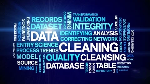 Data Cleaning animated word cloud,animation kinetic typography seamless loop. Stock Footage 308351047