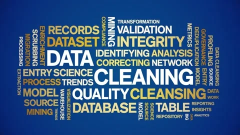 Data Cleaning animated word cloud,animation kinetic typography seamless loop. Stock Footage 308351249