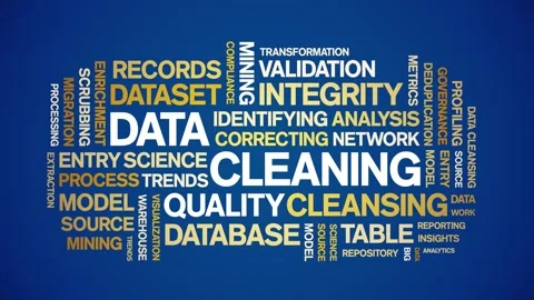 Data Cleaning animated word cloud,animation kinetic typography seamless loop. Stock Footage 308351446