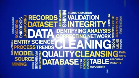 Data Cleaning animated word cloud,animation kinetic typography seamless loop. Stock Footage 308351516