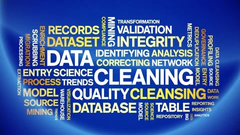 Data Cleaning animated word cloud,animation kinetic typography seamless loop. Stock Footage 308351890