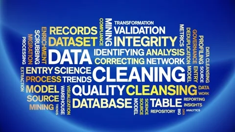 Data Cleaning animated word cloud,animation kinetic typography seamless loop. Stock Footage 308352048