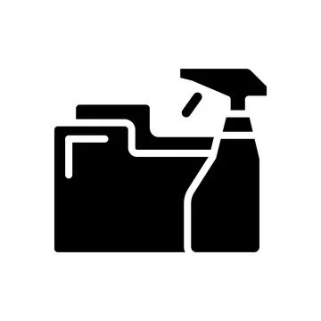 Data cleaning black glyph icon Stock Illustration
