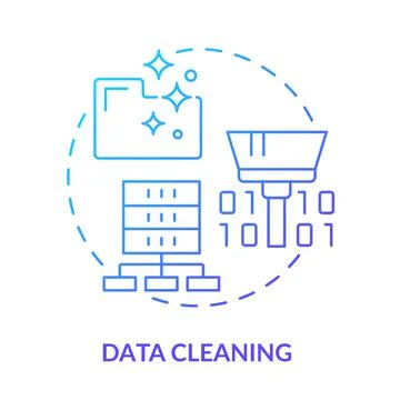 Data cleaning blue gradient concept icon Illustrazione stock