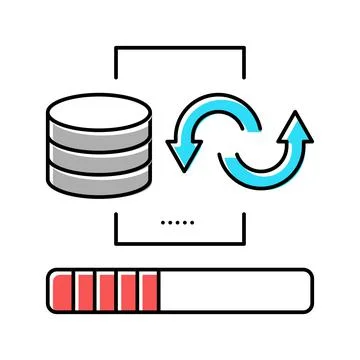 Data cleaning digital processing color icon vector illustration イラスト素材