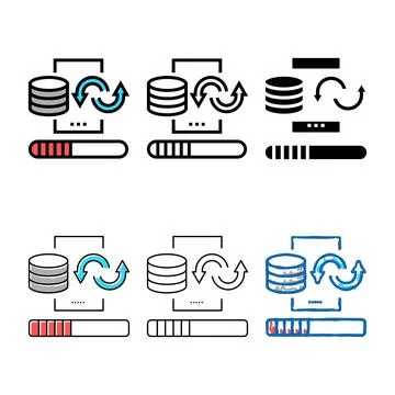 Data cleaning digital processing color icon edition vector Illustrazione stock