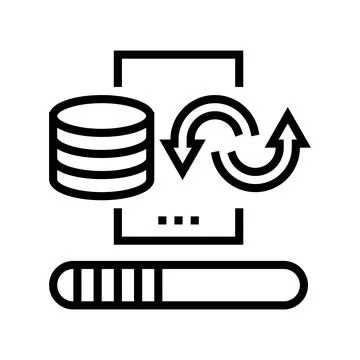 Data cleaning digital processing line icon vector illustration Stock Illustration