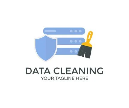 Data Cleaning, Filled Data Cleaning logo design. Stock Illustration