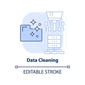 Data cleaning light blue concept icon Stock Illustration
