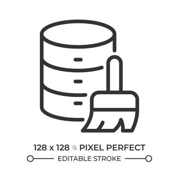Data cleaning line icon Stock Illustration