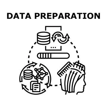 Data cleaning organizing and structuring for analysis Stock Illustration