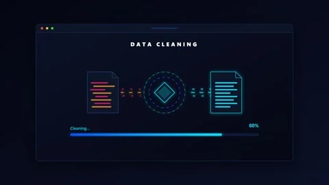 Data cleaning process animation: digital file transformation and progress b.. Stock Footage 337559384