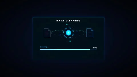 Data cleaning process hud animation: digital information processing and fil.. Video stock 337559395