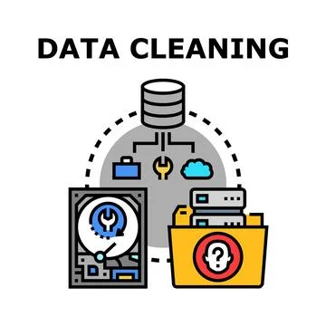 Data cleaning process optimizing information management icon イラスト素材