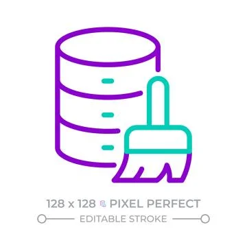 Data cleaning two color line icon Stock Illustration