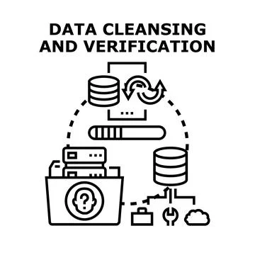 Data cleansing and verification process optimizing information Illustrazione stock