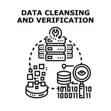 Data cleansing and verification process optimizing information quality Illustrazione stock