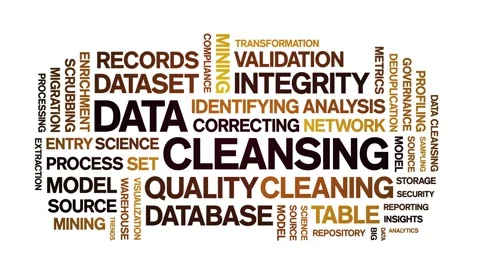 Data Cleansing animated word cloud,animation kinetic typography seamless loop. Stock-Footage 308348479