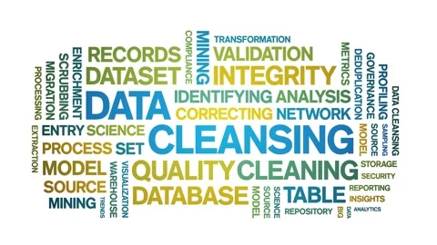 Data Cleansing animated word cloud,animation kinetic typography seamless loop. Stock Footage 308348516